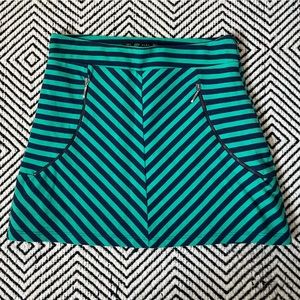 Zara Green and Navy Blue Striped Skirt